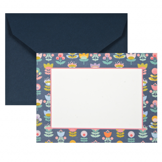 Pack tarjetas - Marco azul de tulipanes
