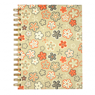 Cuaderno A5 - Flores naranjas y grises