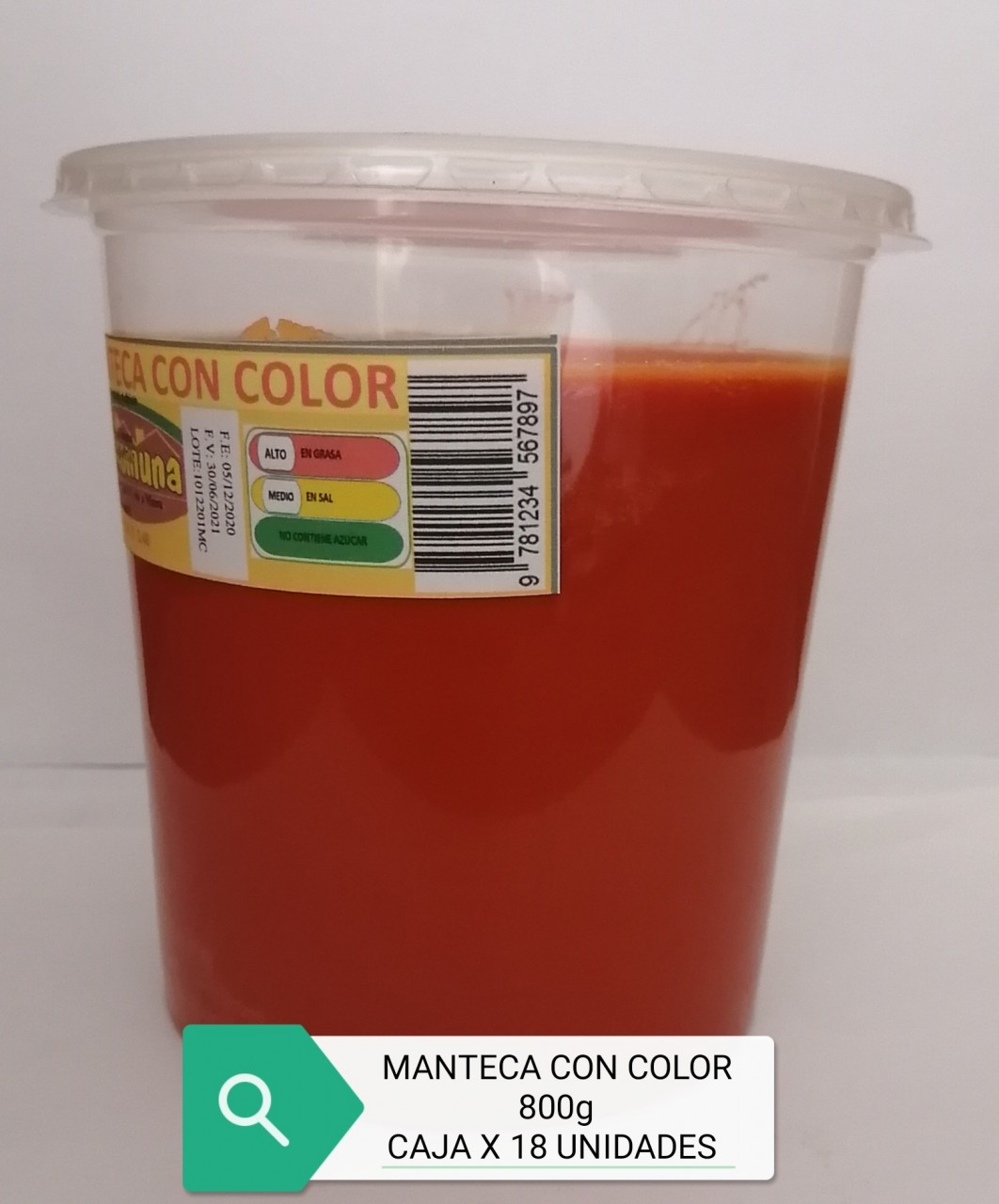 Manteca con color 800g