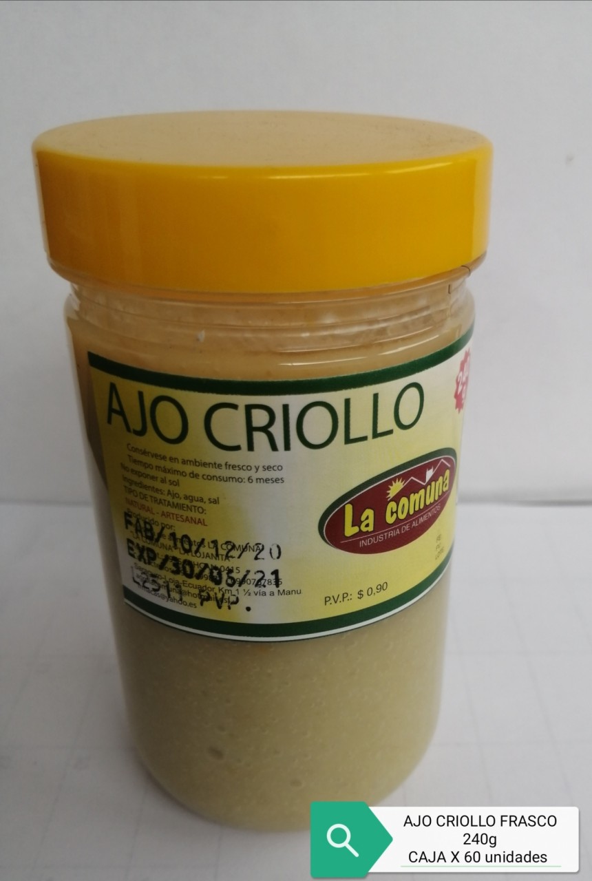 Ajo criollo frasco 240g