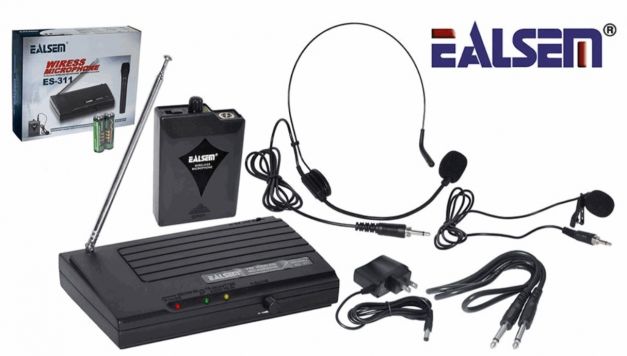 MICROFONO INALAMBRICO EALSEM (VHF) DE VINCHA Y SOLAPERO MODELO ES-311 HC MARCA EALSEM