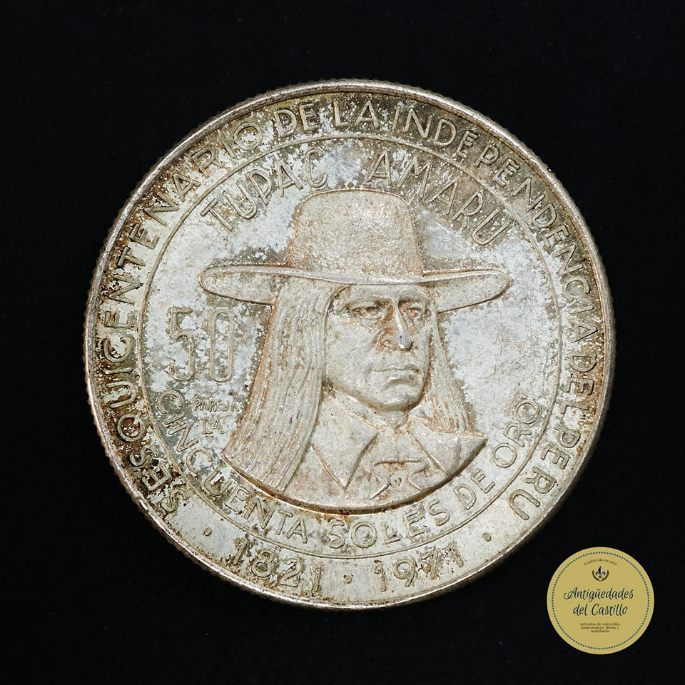 Moneda de plata peruana 50 soles de oro 1971