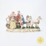 Carruaje tirado por caballos grupo fiesta en porcelana *Restaurada*