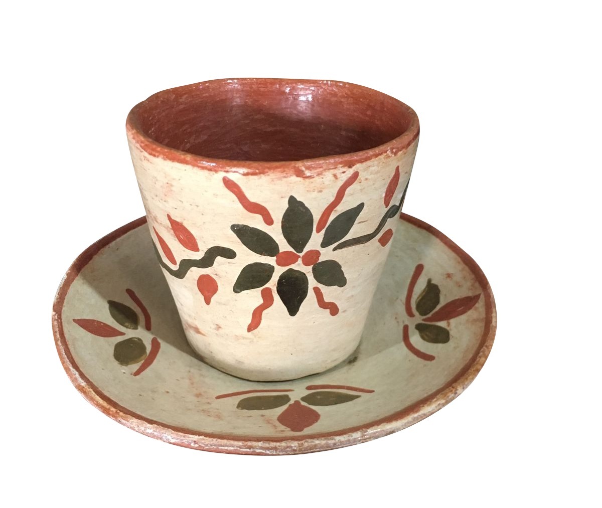 Juego de taza y plato, con diseños florales