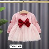Hermoso Vestido rosa con lazo rojo  codigo 100147