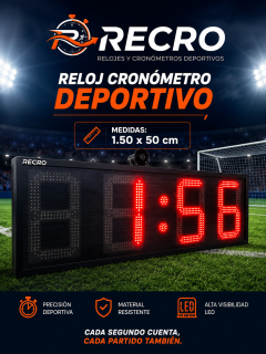 Reloj Cronometro Grande 1.50 X 50cm Futbol Deporte Industria