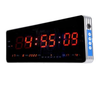 Reloj Digital De Pared 58x21 Grande Calendario Borde Aluminio