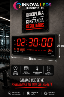 Reloj Digital De Pared Grande 60x26 Para Negocios Gym