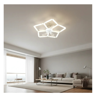 Foco Ventilador Hexagonal Movible Control De Luces Rgb Blanco