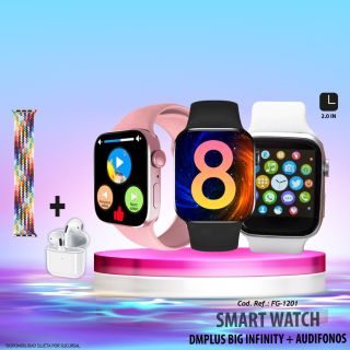 Smart Watch DM Plus Big Infinity 2.0 + Audífonos Bluetooth