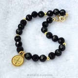 Pulseras elásticas de Turmalina negra