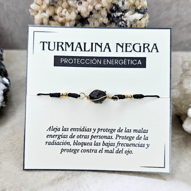 Pulsera Turmalina negra hilo