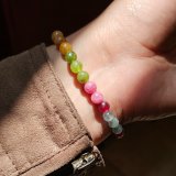 Pulseras elásticas de turmalina multicolor