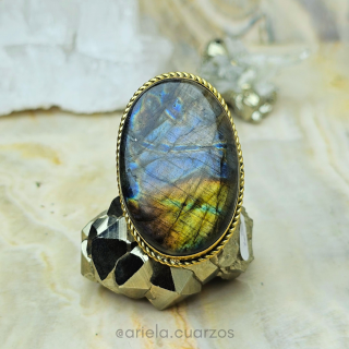 Anillo Labradorita Multicolor Cupreo