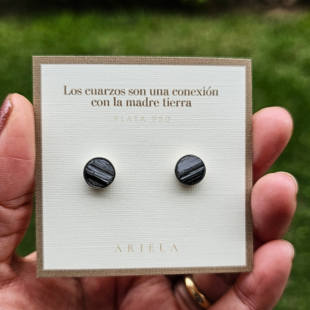 Aretes de Turmalina negra
