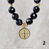 Pulseras elásticas de Turmalina negra