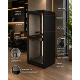 Cabina Individual Zen Box Negro Ofideas - 5