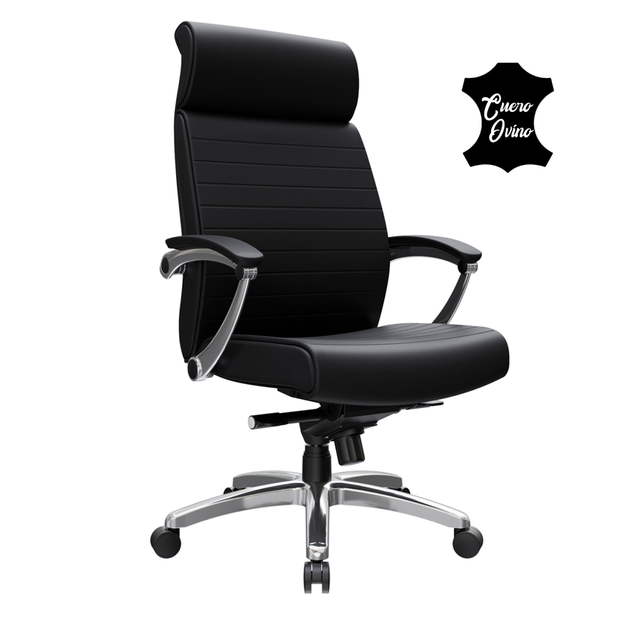 Silla Ergonómica Letto Cuero Ovino Negro Ofideas