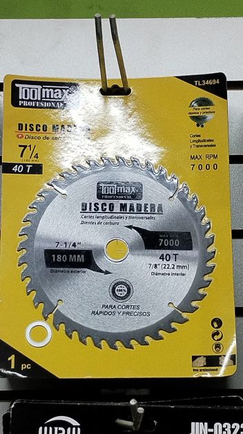 DISCO DE MADERA DE 7 1/4 X 40 T TOOLMAX
