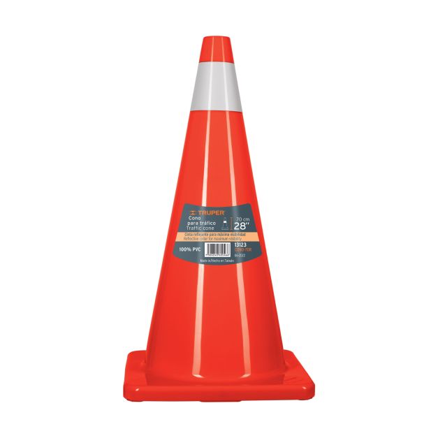 CONO DE PRECAUCIÓN DE 70 CM DE PVC CON REFLEJANTE, TRUPER Código: 13123
