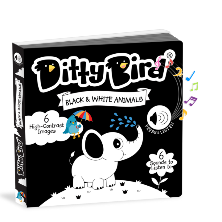 Ditty Bird Animales en blanco y negro (Inglés)