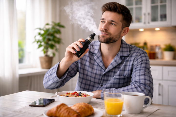¿Vapear antes o después de desayunar? Lo que debes saber